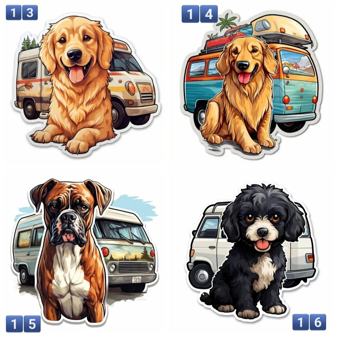 Campervan & Dog Vinyl Sticker