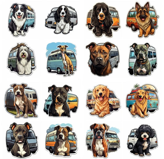 Campervan & Dog Vinyl Sticker