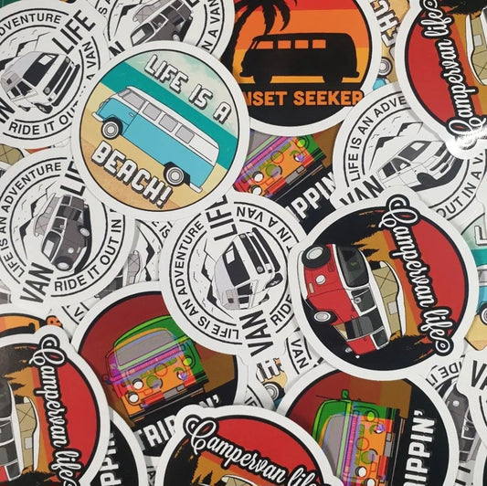 Campervan Themed Vinyl Stickers